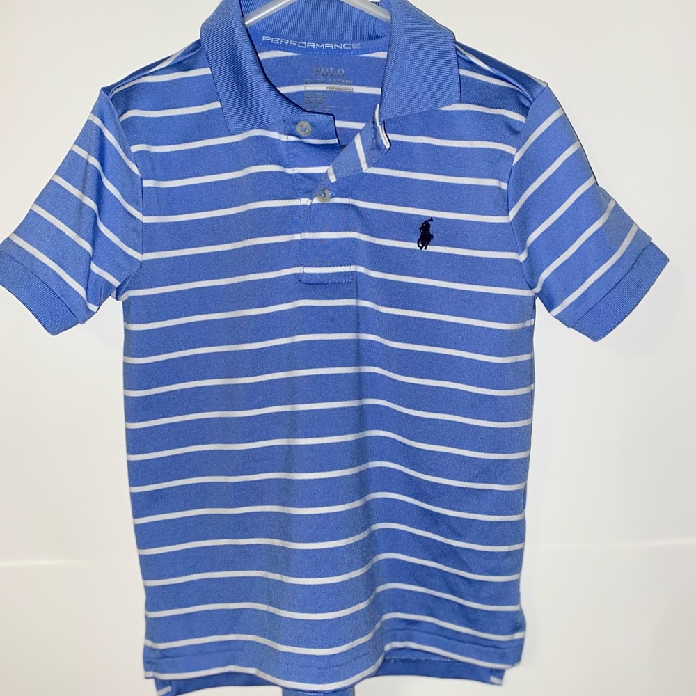 Boys 3T Ralph Lauren Polo performance short sleeved shirt blue/white